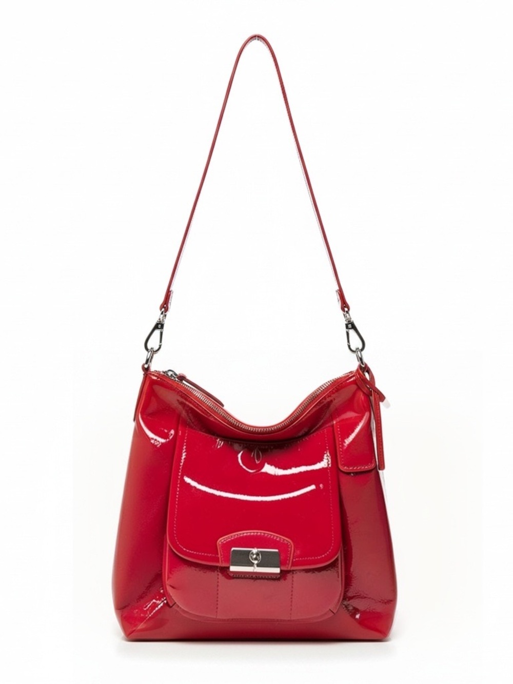 Vintage Coach Fuchsia Patent Shoulder Bag - Women Dual Strap
